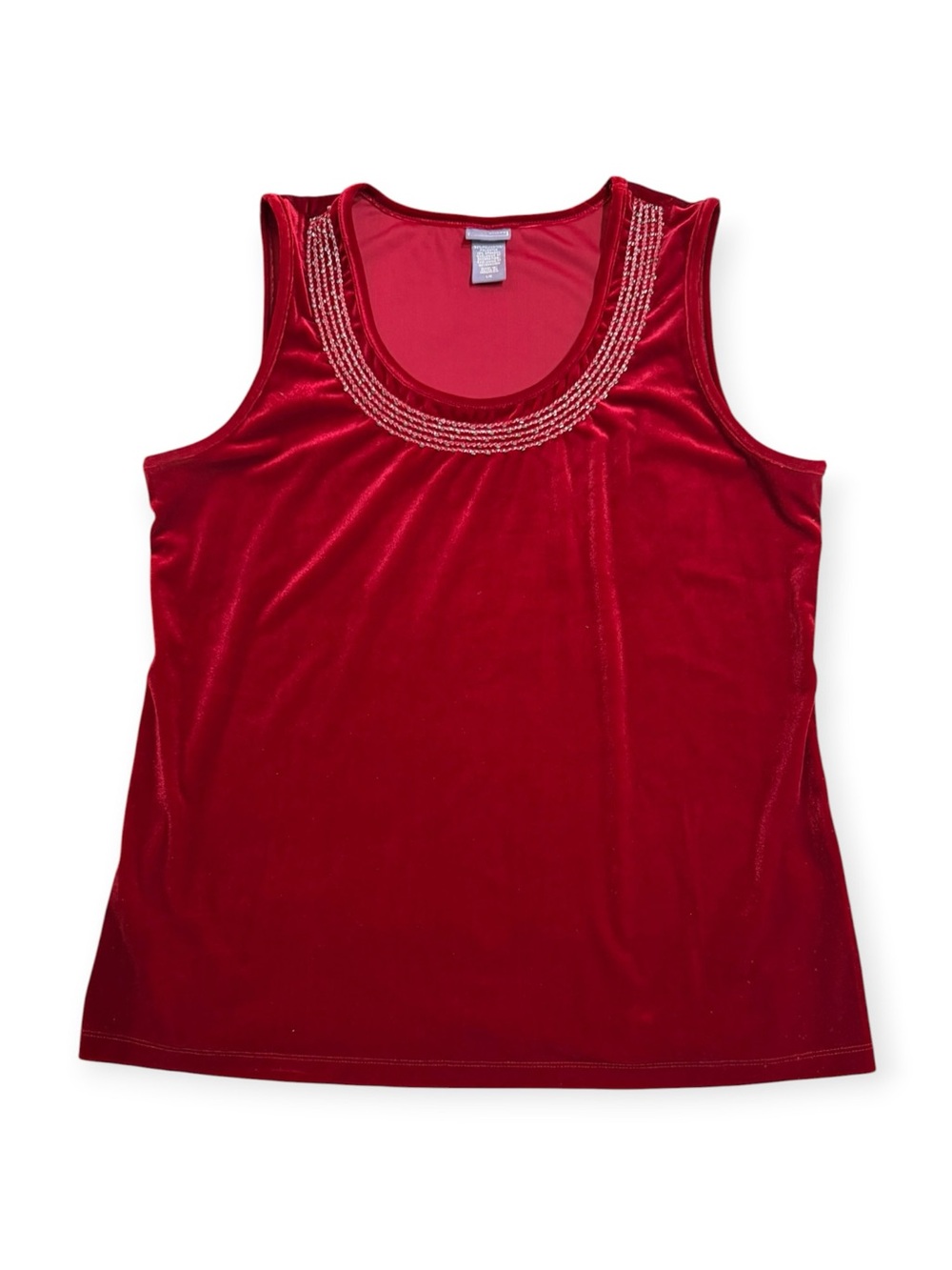Laura Scott Women's Red Beaded Scoop Neck Tank Top
